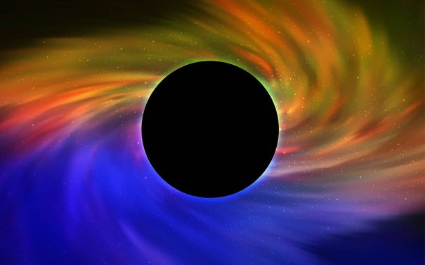Kék, sárga vektoros mintát egy fekete lyuk, csillagok. Absztrakt illusztráció csillogó színes kozmikus csillagok. Szuper fekete péntek értékesítés hátteret. - Vektor, kép