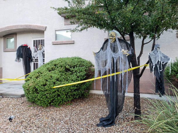 Front yard of haunted house decorated for a spooky Halloween night - Photo, Image
