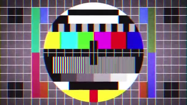 Stare Tv przetestować sygnał wzroku tło pętli / 4 k animacji stare retro pal secam widok ekranu jak stary sygnał testowy telewizji - Materiał filmowy, wideo