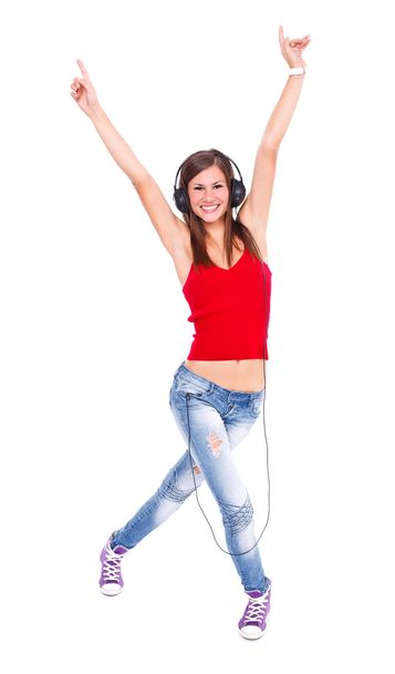Happy girl with headphones - Fotografie, Obrázek