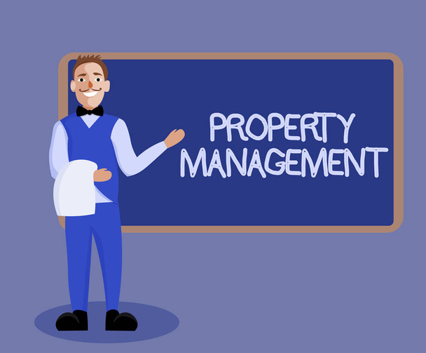 Tekst schrijven Property Management. Bedrijfsconcept voor het toezicht op de waarde van de faciliteit voor het behoud van onroerend goed - Foto, afbeelding