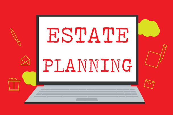 Tekst teken weergegeven: Estate Planning. Conceptuele foto het beheer en de verwijdering van die personen-landgoed - Foto, afbeelding