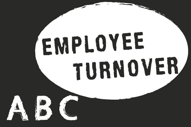 Znak tekstowy pokazujący obrót pracowniczy. Zdjęcie koncepcyjne Liczba lub procent pracowników opuszczających organizację - Zdjęcie, obraz