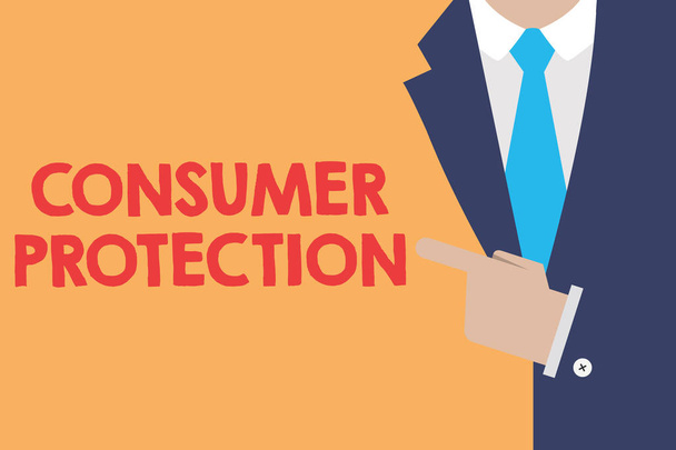 Nota escrita que muestra Protección al Consumidor. Foto comercial que muestra las leyes de comercio justo para garantizar la protección de los derechos de los consumidores
 - Foto, Imagen