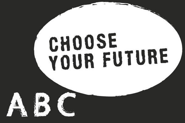 Κείμενο πινακίδα που δείχνει να επιλέξετε το μέλλον σας. Εννοιολογική φωτογραφία επιλογές που κάνετε σήμερα θα καθορίσει την έκβαση του αύριο - Φωτογραφία, εικόνα