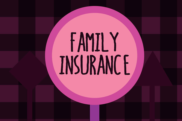 Writing note showing  Family Insurance. Business photo showcasing paying a partial or full health care for relatives - Photo, Image