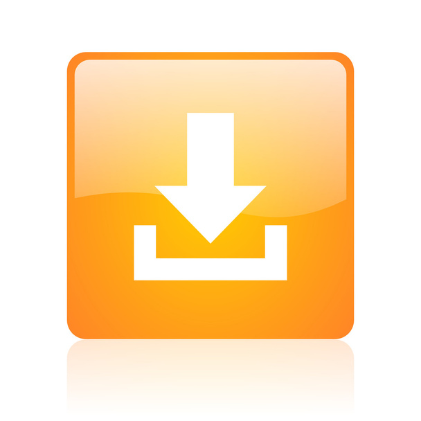download orange square glossy web icon - Foto, imagen