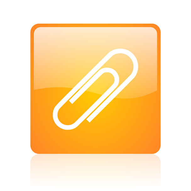 paper clip orange square glossy web icon - Фото, зображення