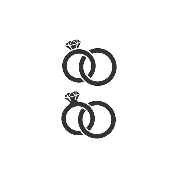 Paar Trauringe Vektor-Symbol. Diamant-Eheringe schwarze Ikonen. - Vektor, Bild