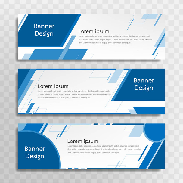 Diseño de plantilla de banner azul vectorial con 3 diseños
. - Vector, Imagen