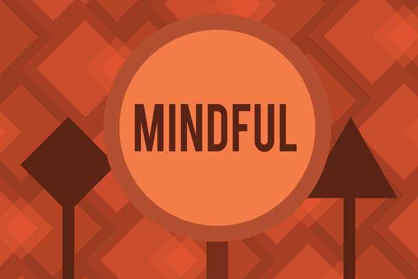 Концептуальні рукописний показ Mindful. Бізнесі фото текст свідоме відомо про те, що згідне робити медитації похилій - Фото, зображення