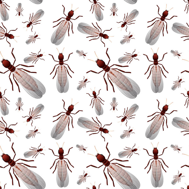 Бесшовные обои с жуками-муравьями
 - Вектор,изображение