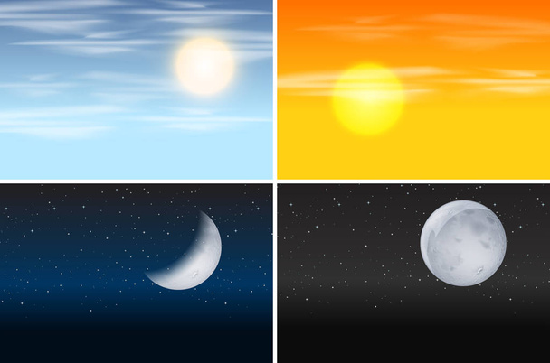 Illustration von Tag-Nacht-Szenen - Vektor, Bild