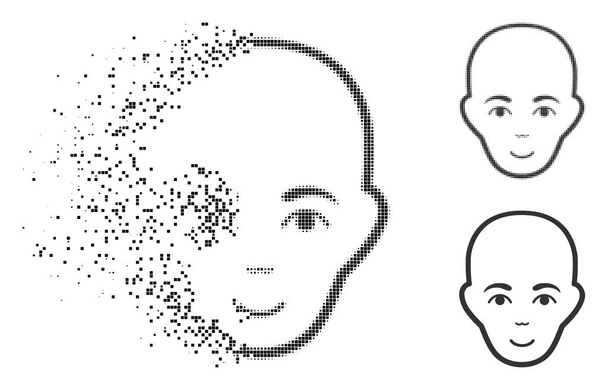 Komponenta kropkowane półtonów łysa głowa ikona z twarzy - Wektor, obraz