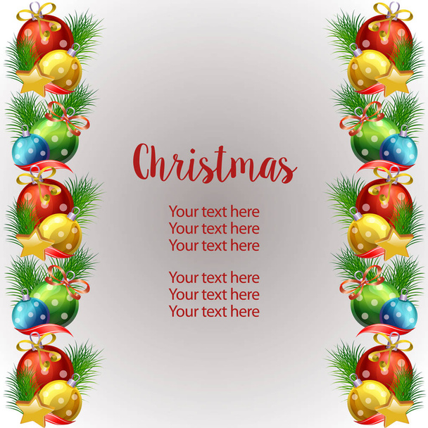 verticale rand sjabloon bal Kerstdecoratie - Vector, afbeelding