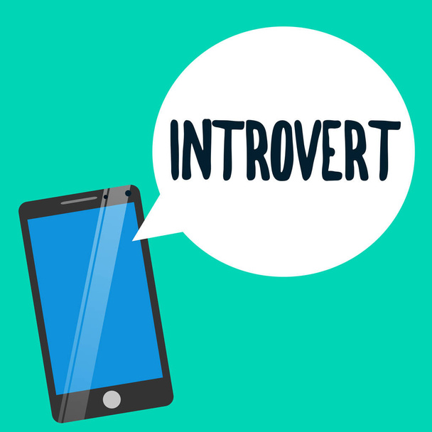 Texto para escrita de palavras Introvertido. Conceito de negócio para tendem a ser virada para dentro ou focado mais pensamentos internos
 - Foto, Imagem