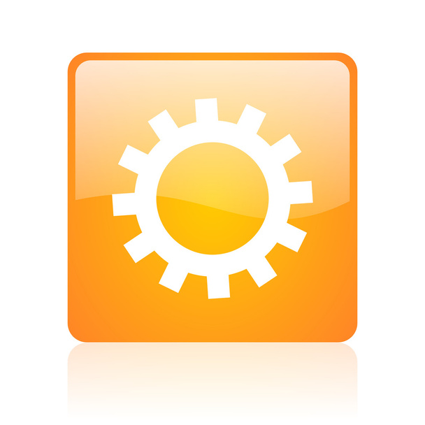 gears orange square glossy web icon - Fotografie, Obrázek