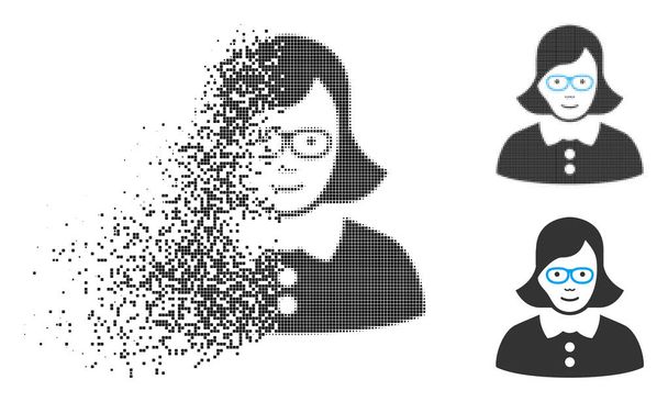 Разрушение точечной иконы учителя женского пола с лицом
 - Вектор,изображение