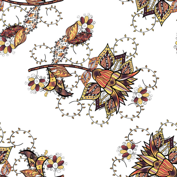 Colorful grunge flourish abstract background with colowhite, black and brown flowers. Vector texture for prints, fabric, wallpapers, textile. Embroidery floral seamless pattern. - Vettoriali, immagini
