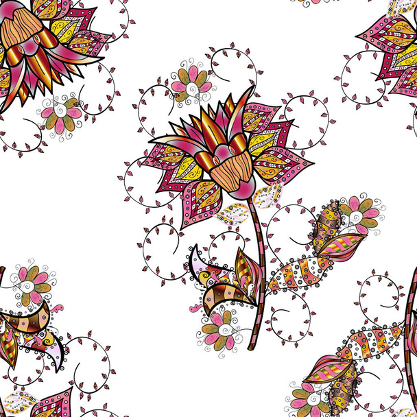 Seamless Floral Pattern in Vector illustration. Flowers on white, black and pink colors in watercolor style. - Wektor, obraz