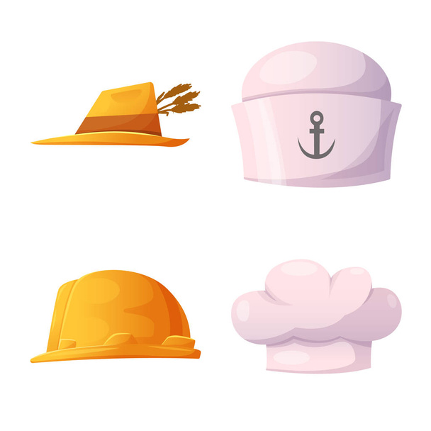 Isolated object of headgear and cap icon. Set of headgear and accessory stock symbol for web. - Vettoriali, immagini