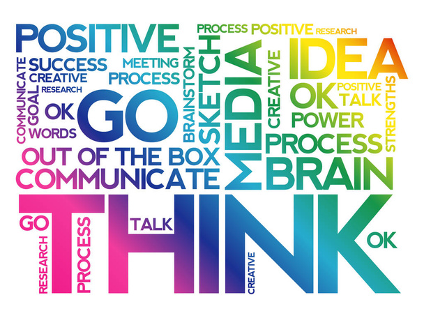 THINK Word collage background. Illustration. Different association terms - Vector, Image
