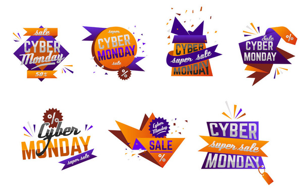 Super venda Cyber Monday ofertas de publicidade conjunto
 - Vetor, Imagem