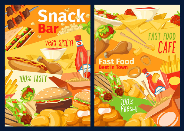 Restauration rapide snacks, sandwichs et burgers menu
 - Vecteur, image