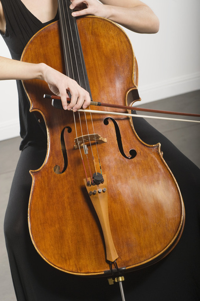 Woman Bowing A Cello - Foto, afbeelding