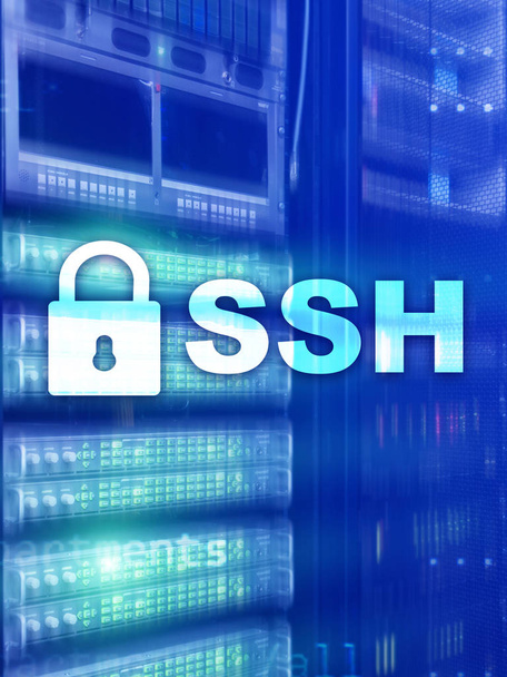 ssh, sicheres Shell-Protokoll und Software. Datenschutz, Internet- und Telekommunikationskonzept. - Foto, Bild