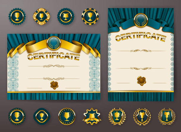 Set elegante sjablonen van certificaat, diploma - Vector, afbeelding