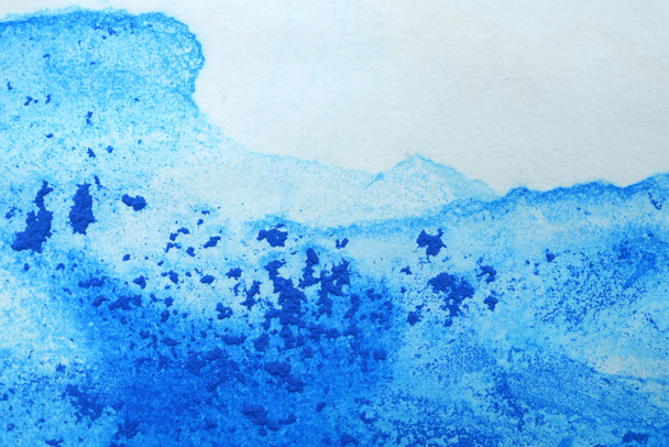 Abstract hand painted  blue  watercolor splash on white paper background, Creative Design Templates - Foto, Imagem