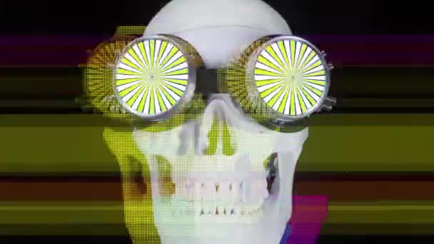 halloween skull with hypnotic videos pattern glasses - Footage, Video