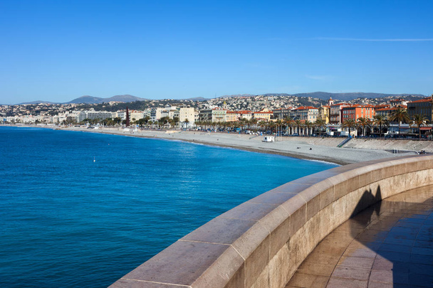 France, Cote d'Azur, Nice city on French Riviera at Mediterranean Sea - 写真・画像