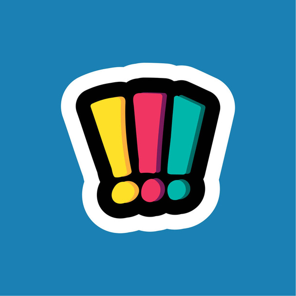 Sticker dessin animé coloré élégant avec point d'exclamation
 - Vecteur, image