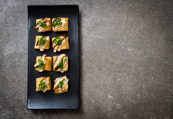 Grilled Tofu with Shitake Mushroom and Golden Needle Mushroom - healthy, vegan or vegetarian food style - Photo, image
