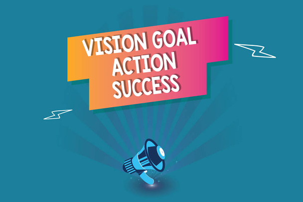 Λέξη σύνταξη κειμένου όραμα στόχος δράσης επιτυχία. Επιχειρηματική ιδέα για διαδικασία στρατηγικού σχεδιασμού πράξη τα όνειρά σας - Φωτογραφία, εικόνα