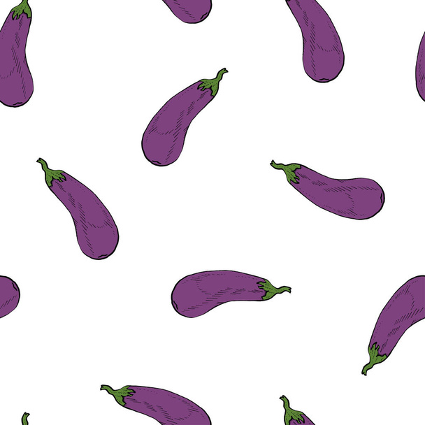 Calligraphy eggplant colour natural vector pattern - Vector, afbeelding
