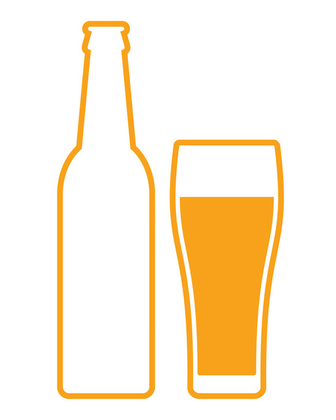 butelki piwa i szkła - ilustracja wektorowa - Wektor, obraz
