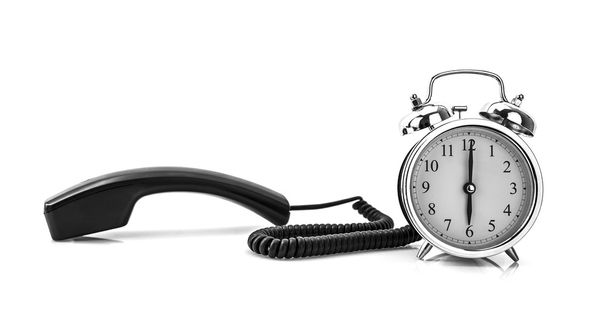 Telephone and alarm clock wake up concept - Photo, Image