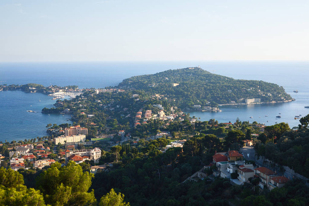 Cote d'Azur France. View of luxury resort and bay of French riviera - between Nice city and Monaco. Mediterranean Sea 1.10.18. - Φωτογραφία, εικόνα