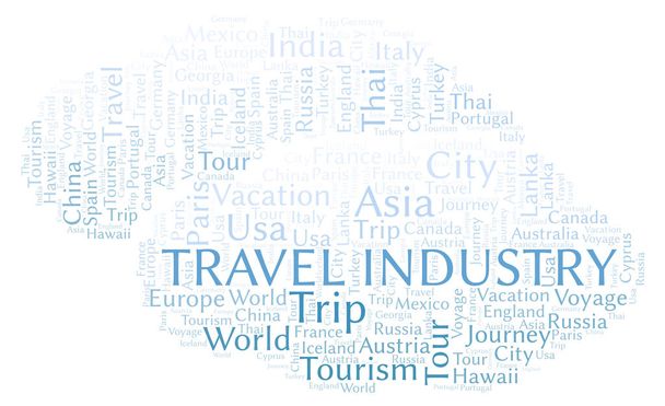 旅行業界の単語の雲。テキストのみで作られた Wordcloud. - 写真・画像
