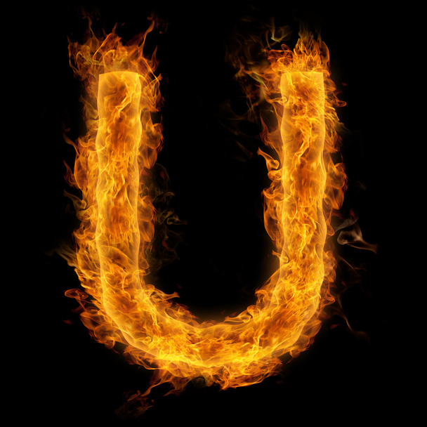 Flaming Letter U - Фото, изображение