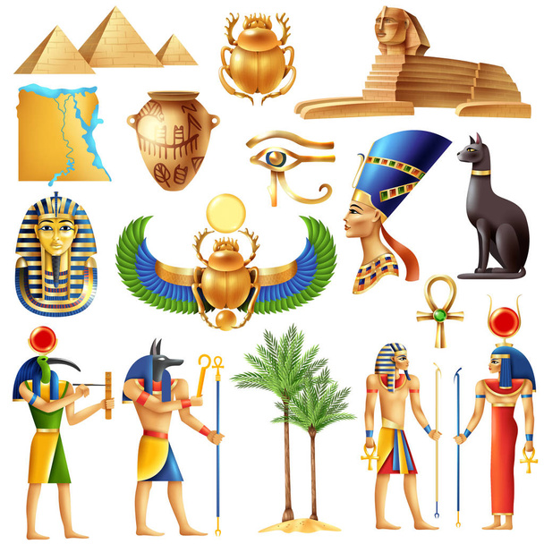 Egypt Symbols Set - Vector, Image