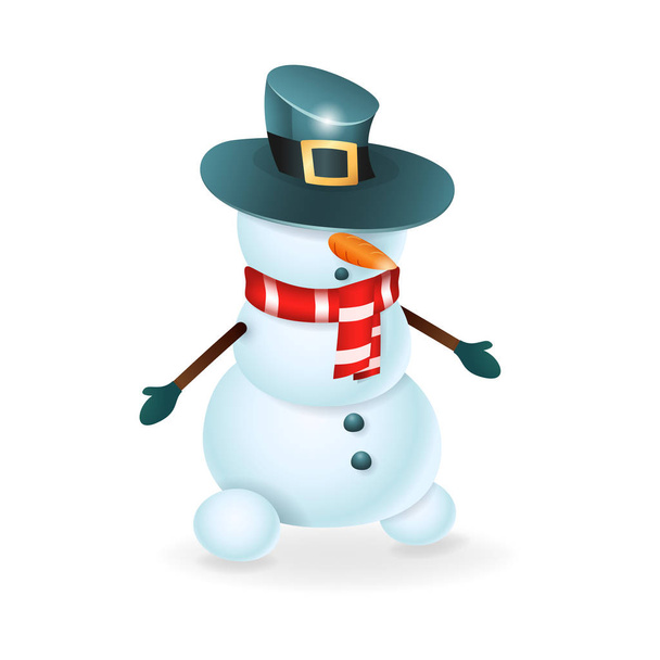 Bonito boneco de neve com chapéu sobre seus olhos ilustração vetorial
 - Vetor, Imagem