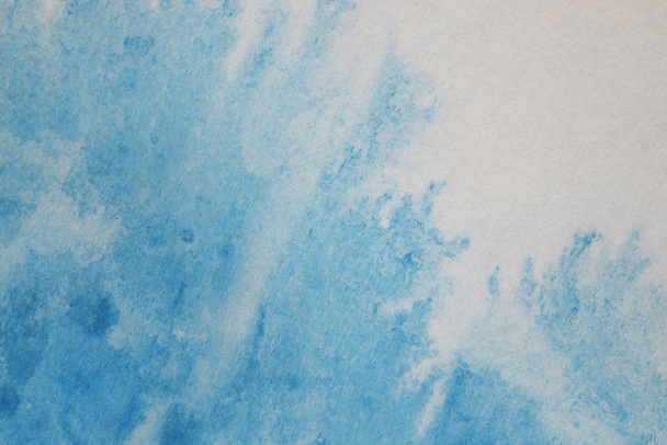 Abstract hand painted  blue  watercolor splash on white paper background, Creative Design Templates - Фото, изображение