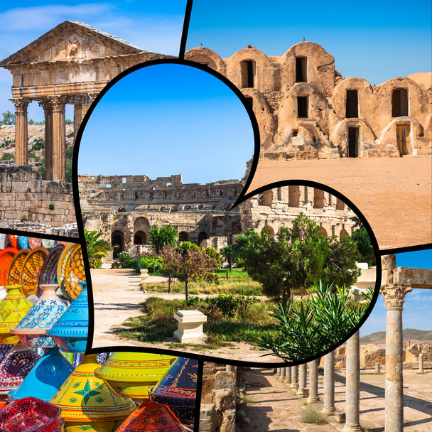 Collage of tourist photos of the Tunisia. - Foto, Imagem