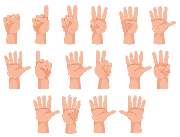 Illustrazione del gesto della mano e del numero umano
 - Vettoriali, immagini