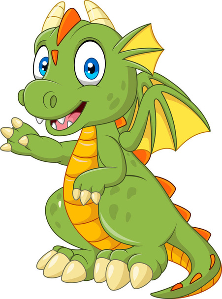 Ilustração vetorial do dragão do bebê dos desenhos animados apresentando
 - Vetor, Imagem