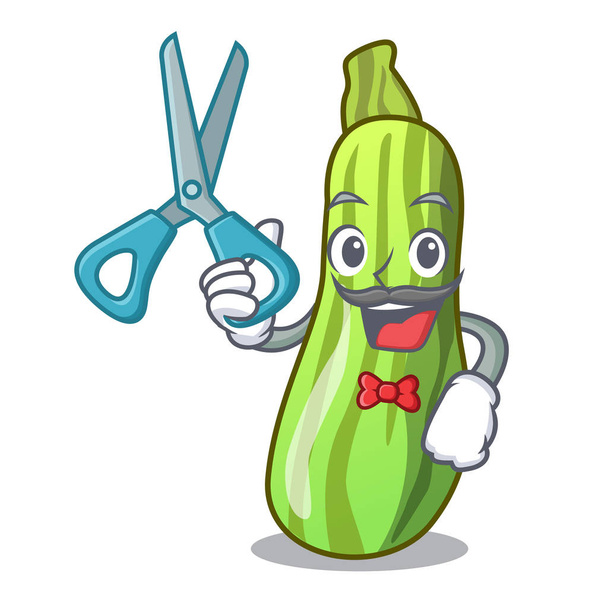 Barber character fresh zucchini vegetable in market vector illustration - Διάνυσμα, εικόνα